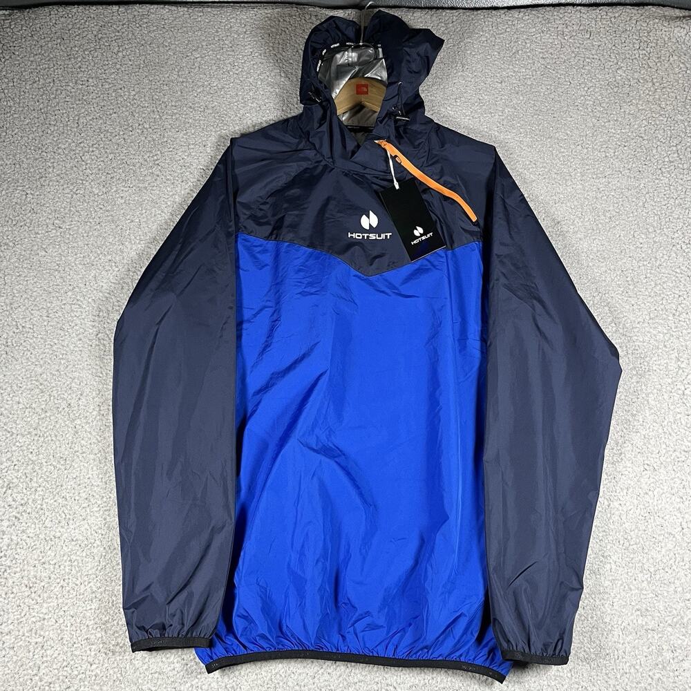 Hotsuit Sauna Jacket Mens XL Blue Workout Hooded Training Sweat Pullover Suit